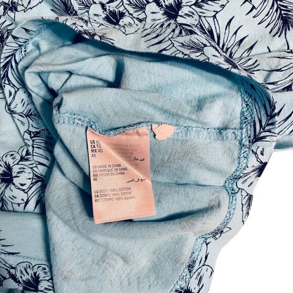 Pale blue tropical pattern T-shirt -Club Room - Picture 4 of 5